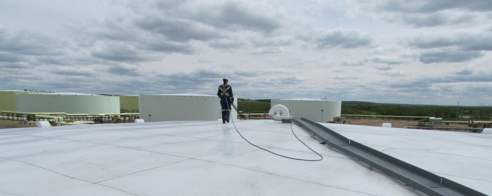Inspector on Tank Roof with Fall Arrest
