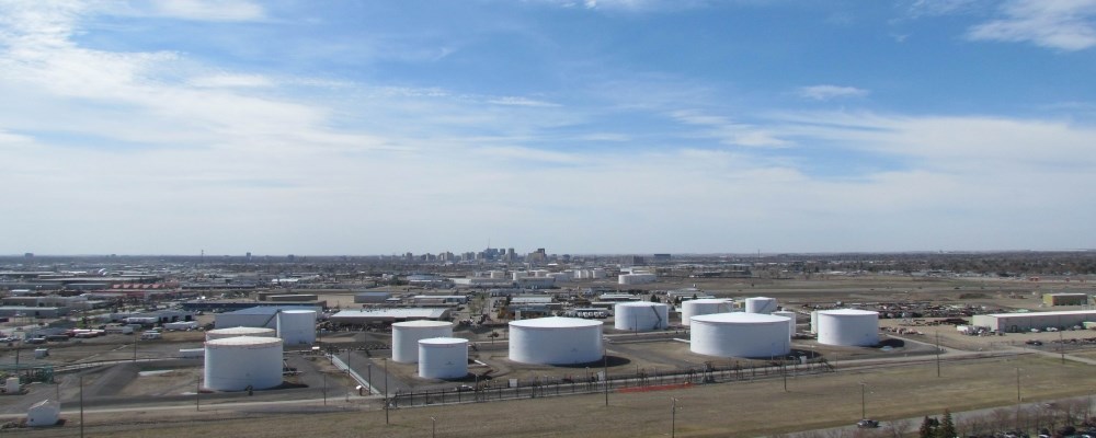 Storage Facility with City Skyline